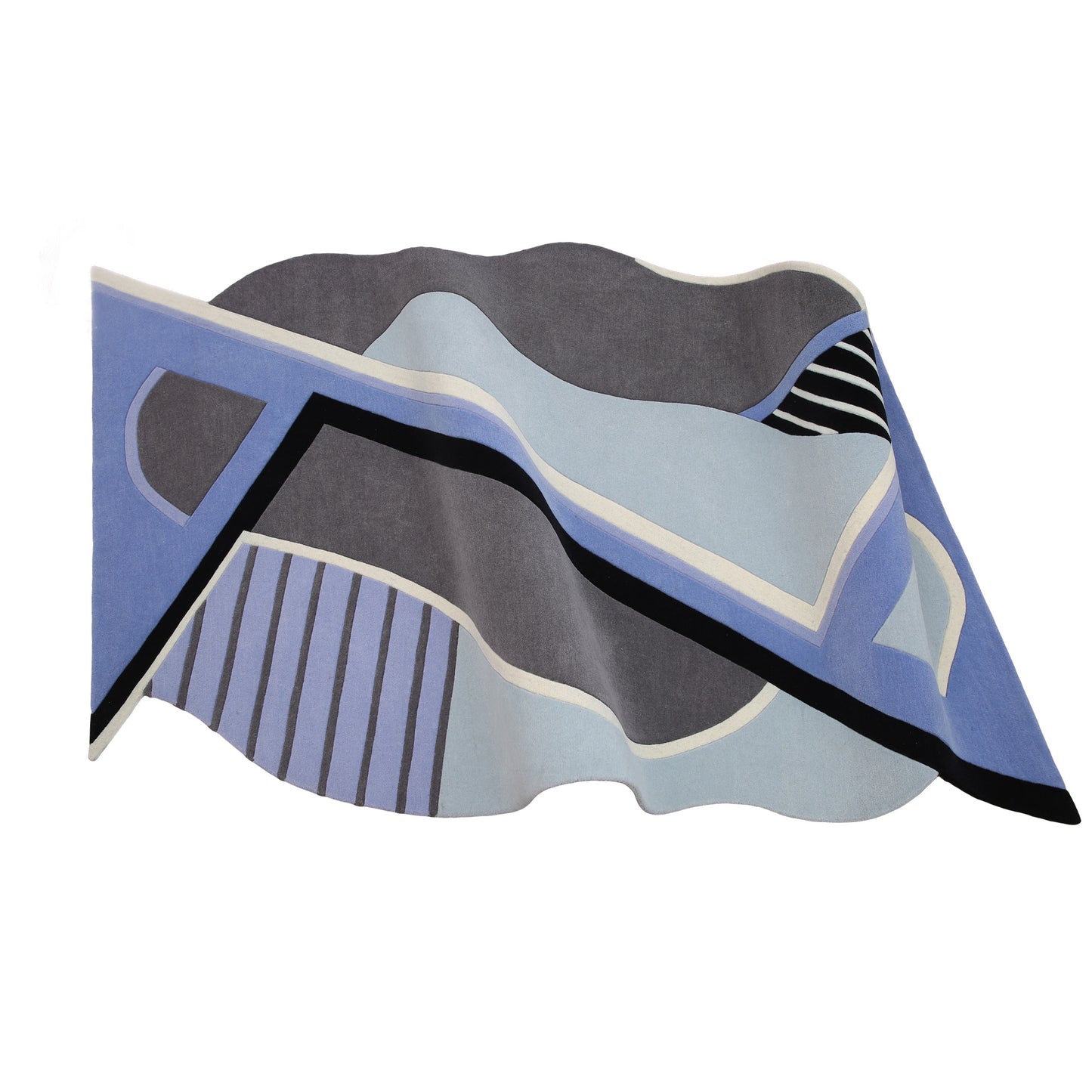 Blue Rug Dynamic Diagonals by Ruggism. Luxury handmade rug for blue interiors art deco